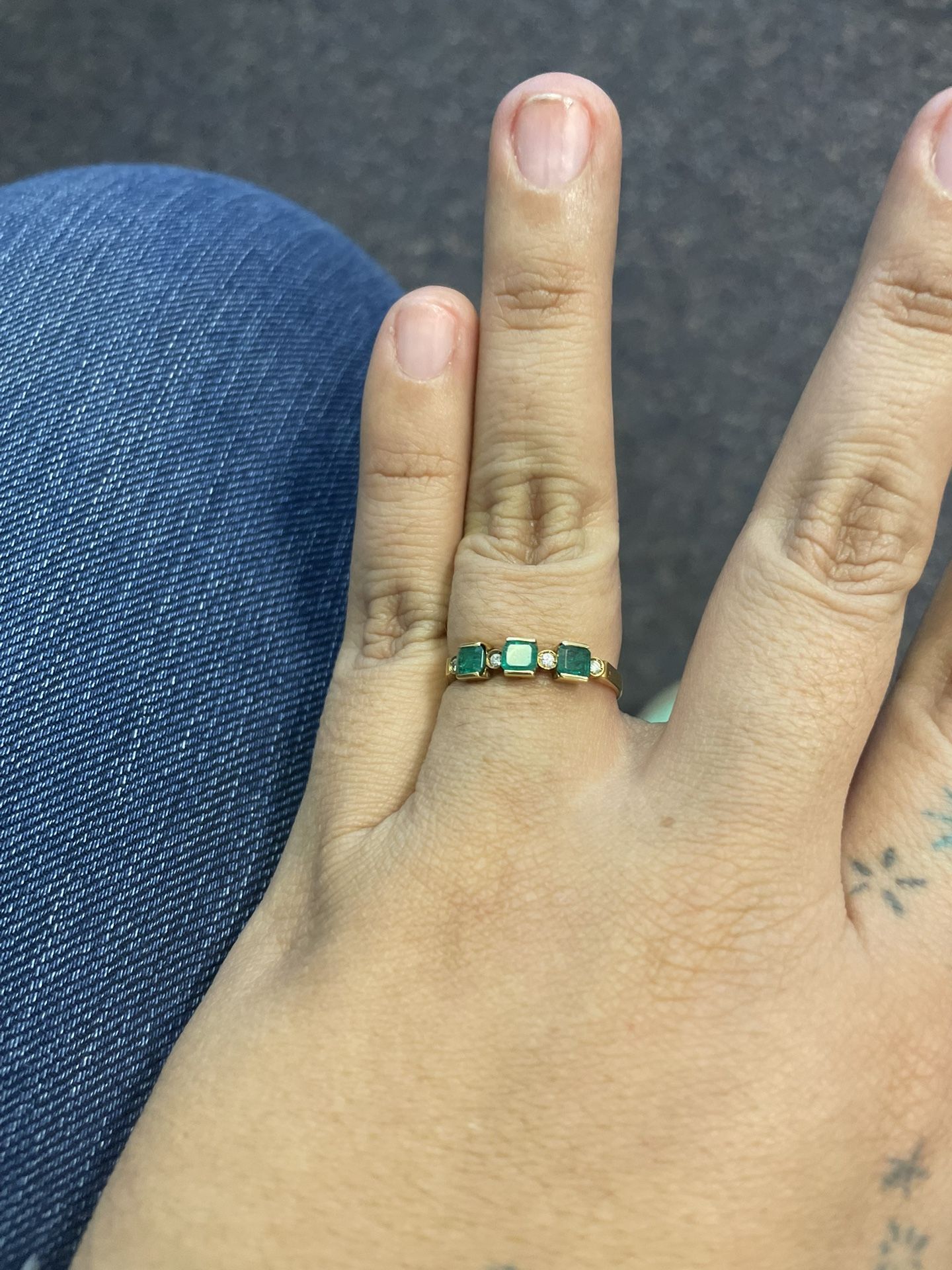 Emerald And Diamond Gold Ring Size 9