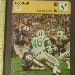 1977 Sportscaster New York Jets Indianapolis Colts Super Bowl 3 Football Sport Photo Large Over-sized Card HTF Collectible Vintage Italy