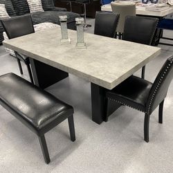 Avondale 6 Seater Faux Stone Dining Table 