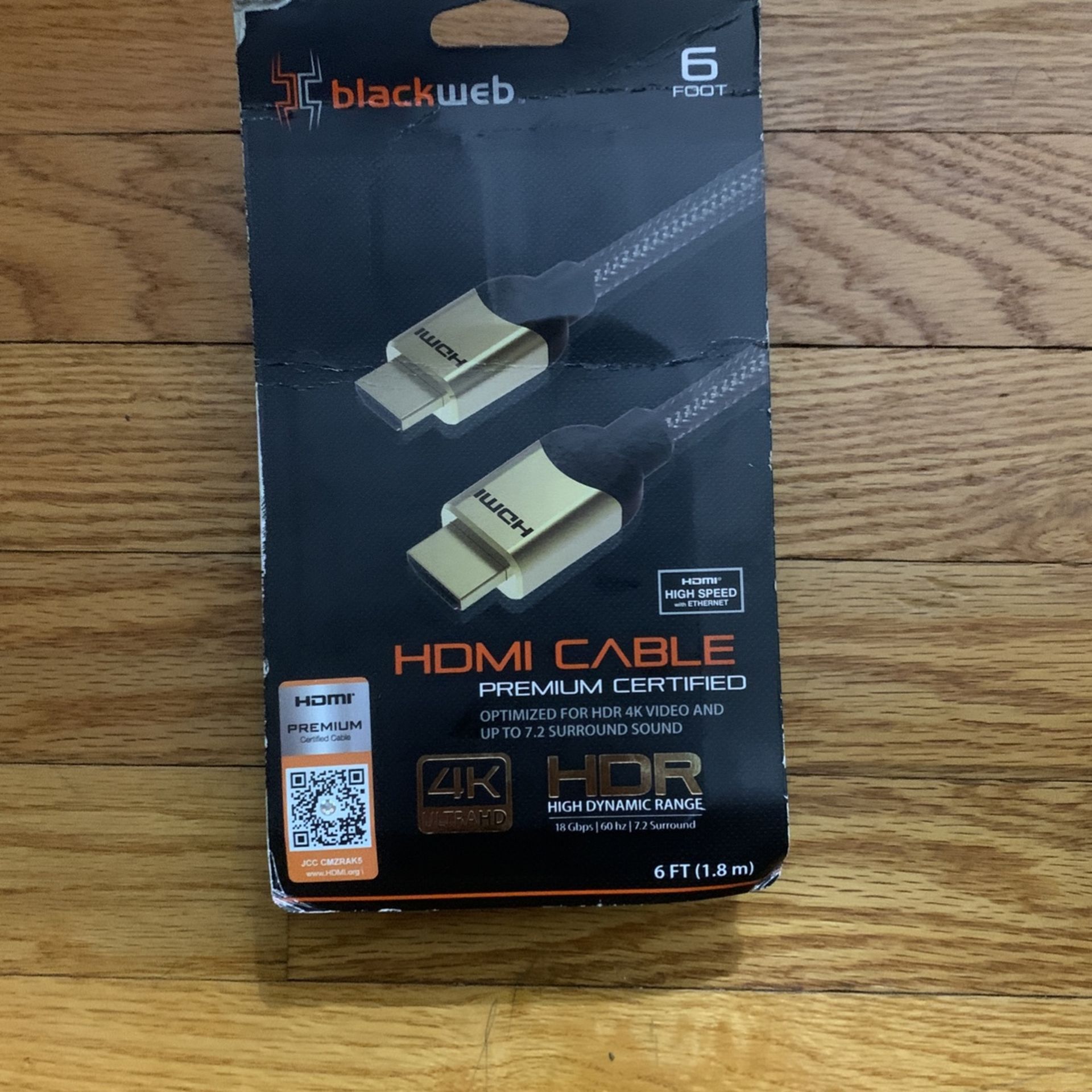 Brand New 6ft Black Web HDMI Premium Cable 4K