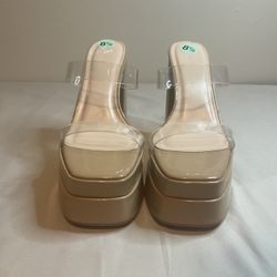 Forever 21 Clear-Vamp Stacked platform Heels 