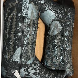 Lucchese 1883 Women’s Distressed Gray Black Leather Cowboy Boots Size 8.5A129873