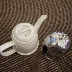 Ceramic Teapot With Chrome Cover 