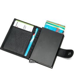 Cool RFID Black Leather Men's Card Holder Card Bifold Small Wallet For Men