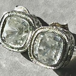Monique Square CZ Stud Earrings 