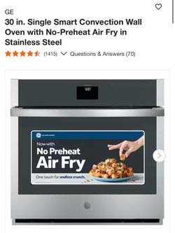GE 30 in. Single Smart Convection Wall Oven with No-Preheat Air Fry in Stainless Steel