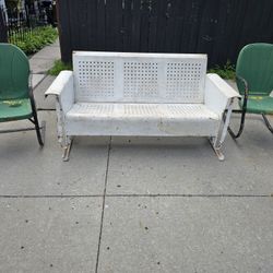 Vintage Bunting Glider and Rocker and Chair Patio Set - steel