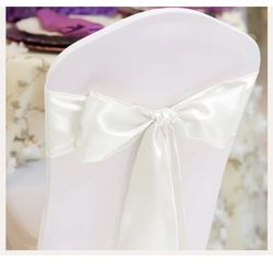 chair satin sashes white 2- packs of 10 in each pack, fits all chairs