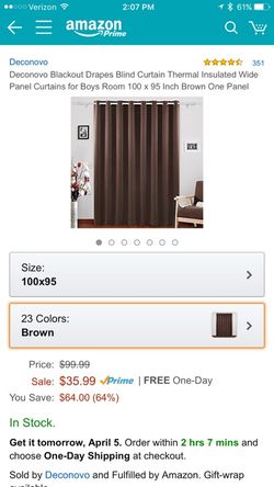 Curtains 100x95 one panel