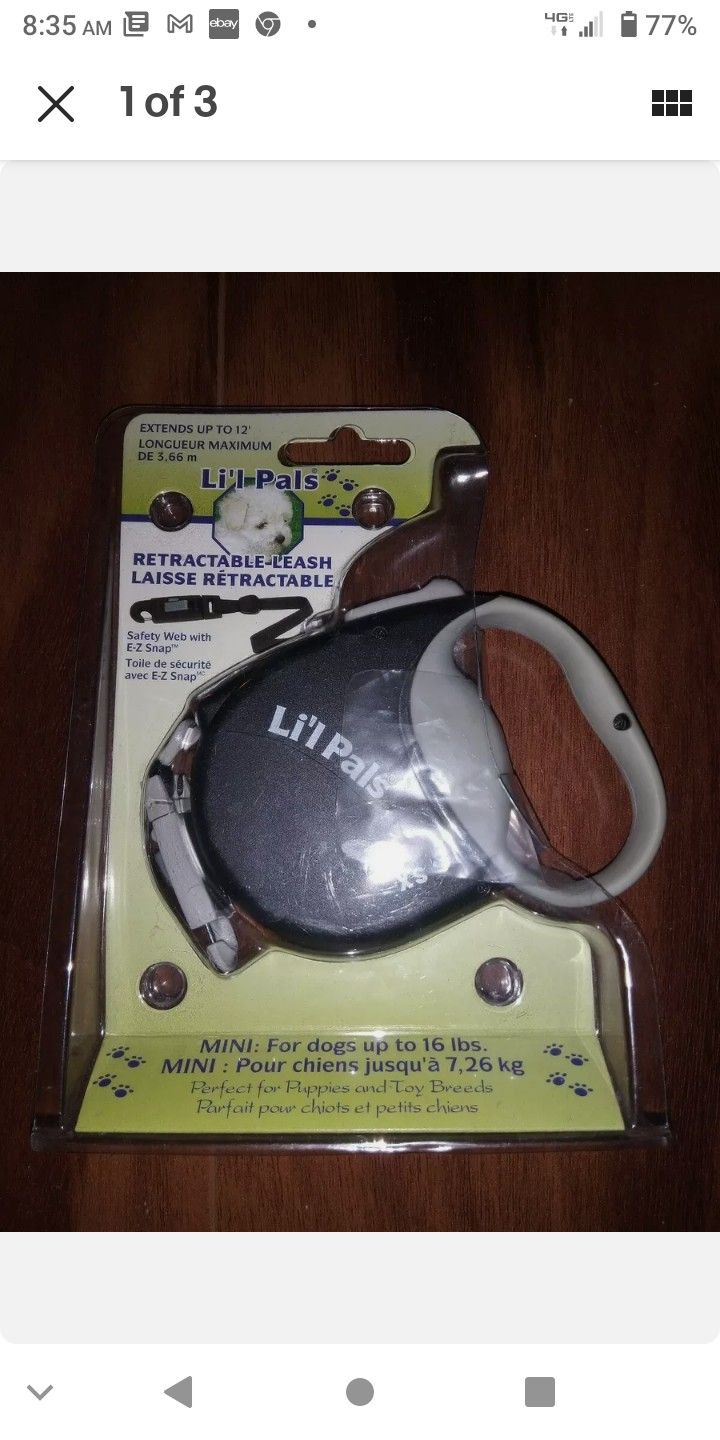 Li'l Pals Pet 12' Retractable Dog Leash with EZ-Snap Quality Lead Black