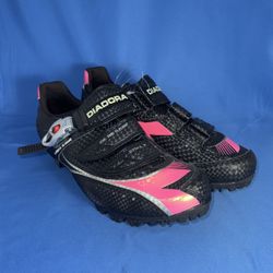 Size 11.5 EUR 41.5 Diadora X-Trail 2 Cycling MTB Shoes Mountain Bike Ladies Black Pink New