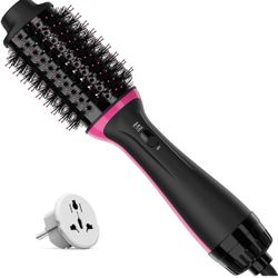 Multifunctional Curly Or Straight 1000 Watts Hair Dryer Brush Dual Voltage 