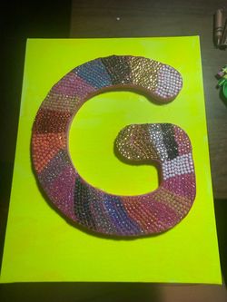 Handmade Rhinestone Letter G Canvas Art