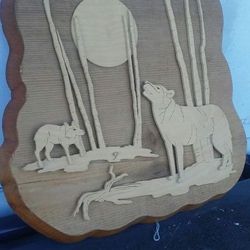 3 D wood. Carving. Wolfes - negotiable