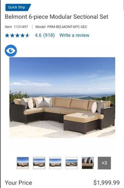 Belmont 6-piece Modular Outdoor Patio Sectional Set $1,250