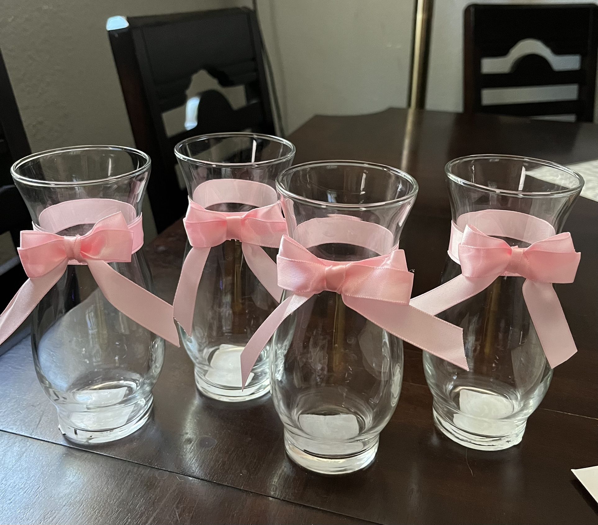 Glass Vase Pink Coquette Set Of 4