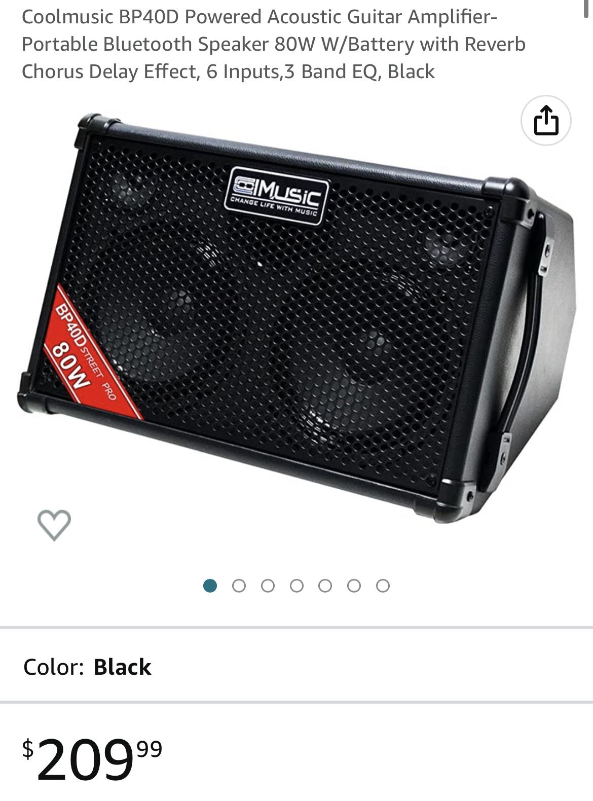 Coolmusic BP40D Powered Acoustic Guitar Amplifier-Portable Bluetooth Speaker