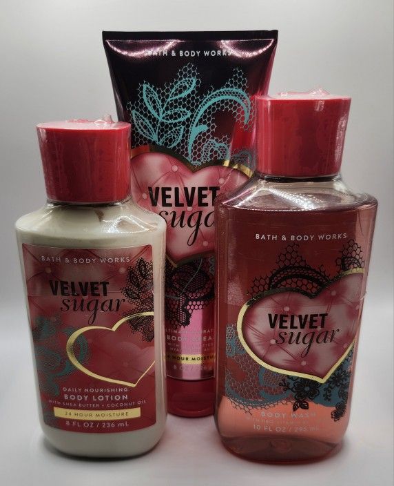 Bath & Body Works Bundle ~ VELVET SUGAR ~ Shea Butter, Coconut Oil, Hyaluronic