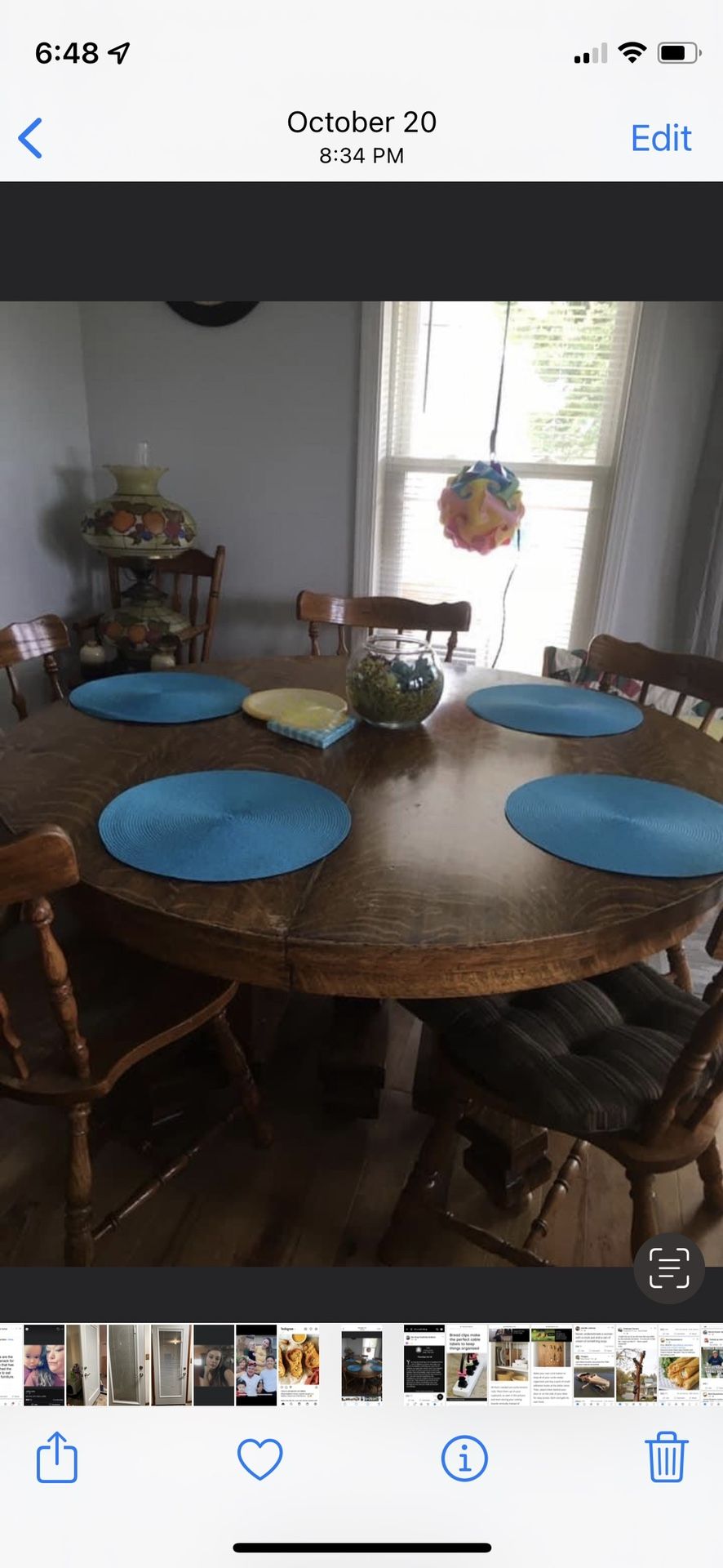 Vintage 54” Round Oak Table