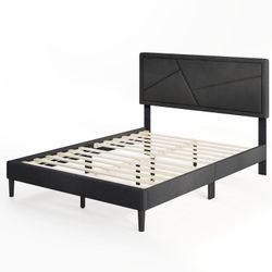 Gray Frame Full Size Platform Bed w/ High Headboard