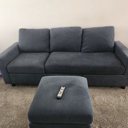 Modern 3 Seater Sofa and Table. Dark Green