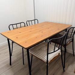 IKEA Dining Table and 4 Chairs Set - Vintage/Industrial Style