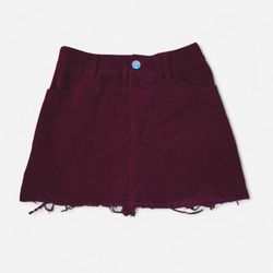 Burgundy Corduroy Mini Skirt 