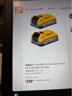 DEWALT 20-VOLT MAX XR POWERSTACK 3.5Ah BATTERY (2-PACK) BRAND NEW SEAL PACK