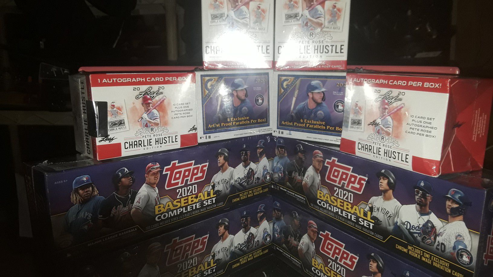 Sealed Baseball boxes 4 Topps purple box complete set w/ RC CHROME VARIATION, 4X PETE ROSE AUTOGRAPH CHARLIE HUSTLES 2X TOPPS 2020 GALLERY LOT