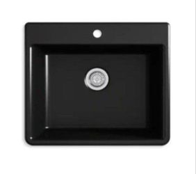KOHLER Kennon Drop-In Neoroc Granite Composite 25 in. 1-Hole Single Bowl Kitchen Sink in Matte Black