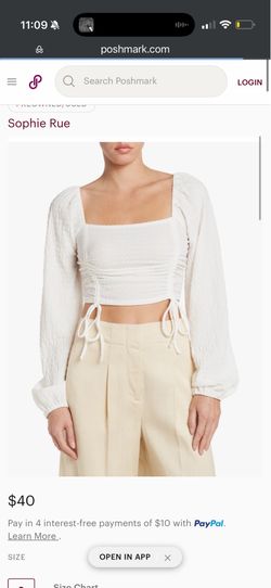 Sophie Rue White Ruched Square-Neck Crop Top - Size S