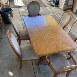 Wooden Dining Table With 6 Chairs