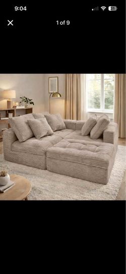 105"W Modular Cloud Sectional Sofa with Ottoman
