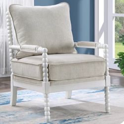 2 Elegant White Wide Arm Chairs