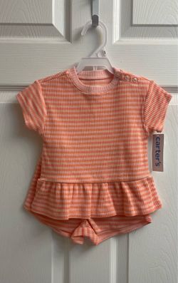 Brand new Baby Girl coral stripe shorts outfit size 18 months