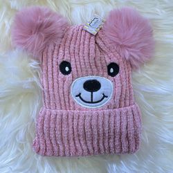 Kids Pink Binnie Winter Knit Faux Fuzzy
