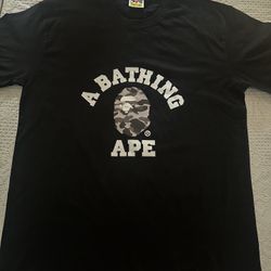 BAPE College Tee – Black/Gray Camo Ape Head – XL