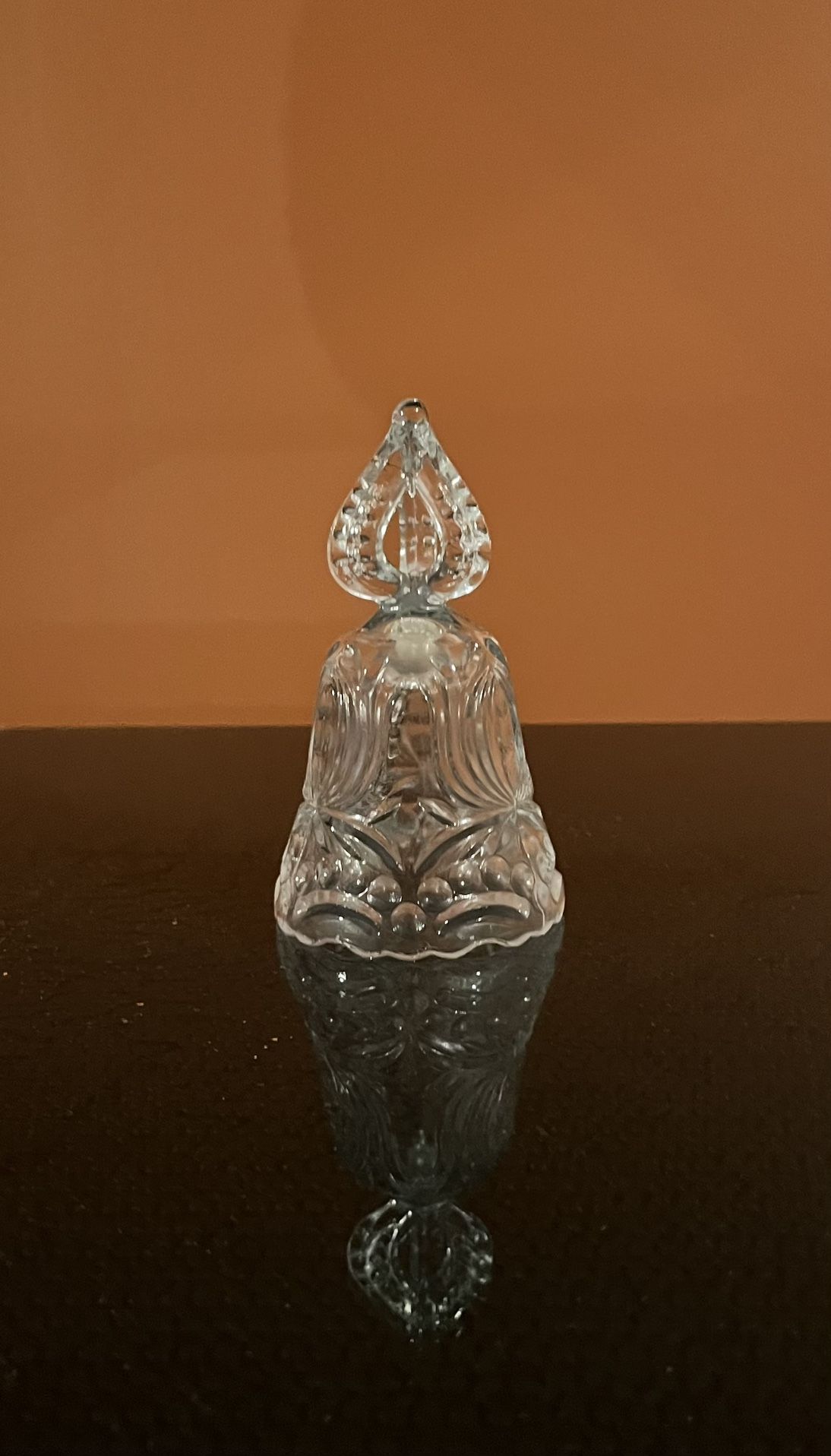 Anna Hutte Crystal Dinner Bell Triangle Loop Handle Cut Glass W. Germany 4.5"