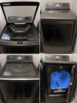 Black Samsung washer and dryer