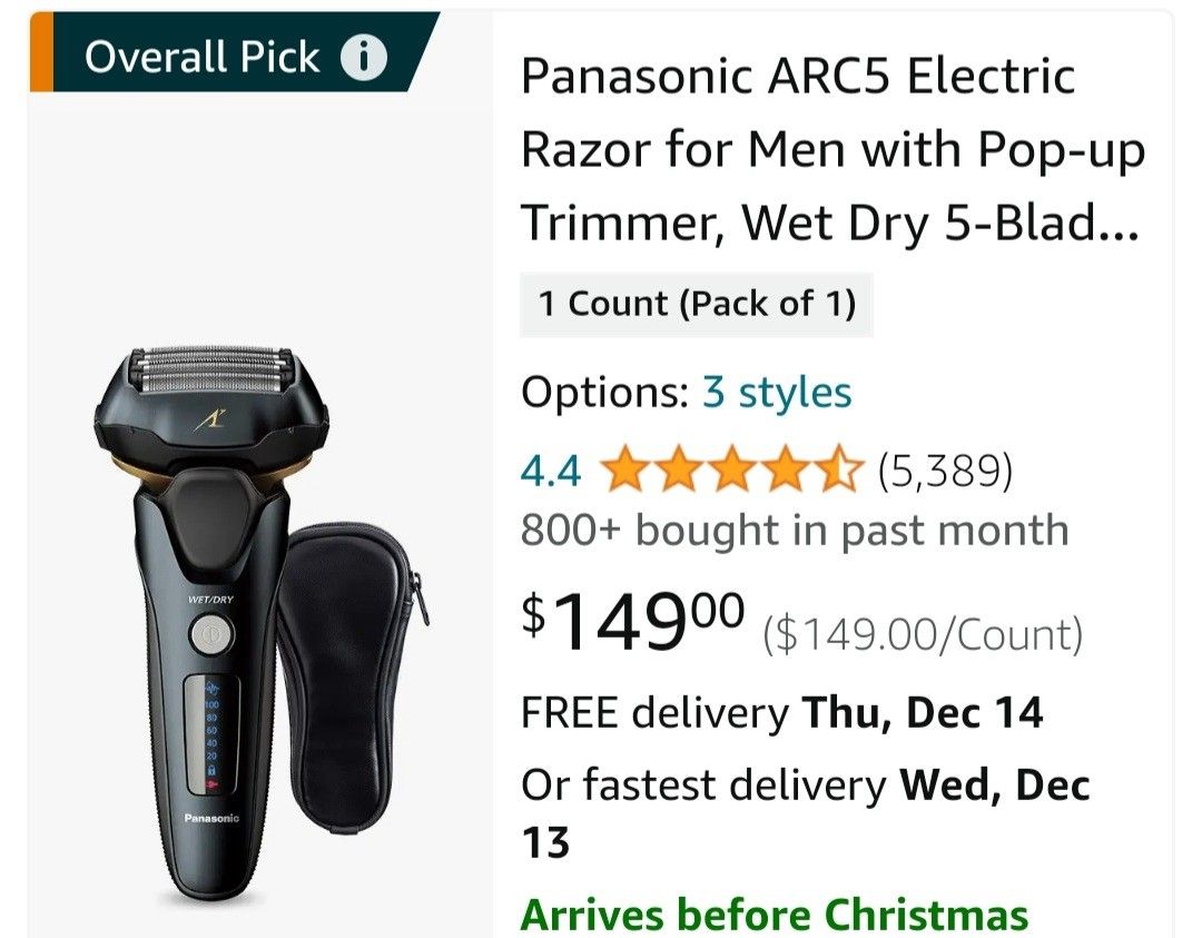PANASONIC ES LV67 RAZOR FOR NAN POP WET DRY 5 BLADE TRIMMER