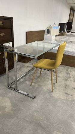 Glass top writing desk with Chrome base Liquidation Sale!