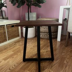 Faux Wood and Metal End Side Accent Table Nightstand