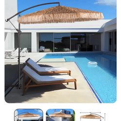 Aoodor Grand Patio Thatched Tiki Umbrella set of 1  	•	EASY to Operate - Open and close via handle and crank lift operating mechanism. 	•	Environmenta