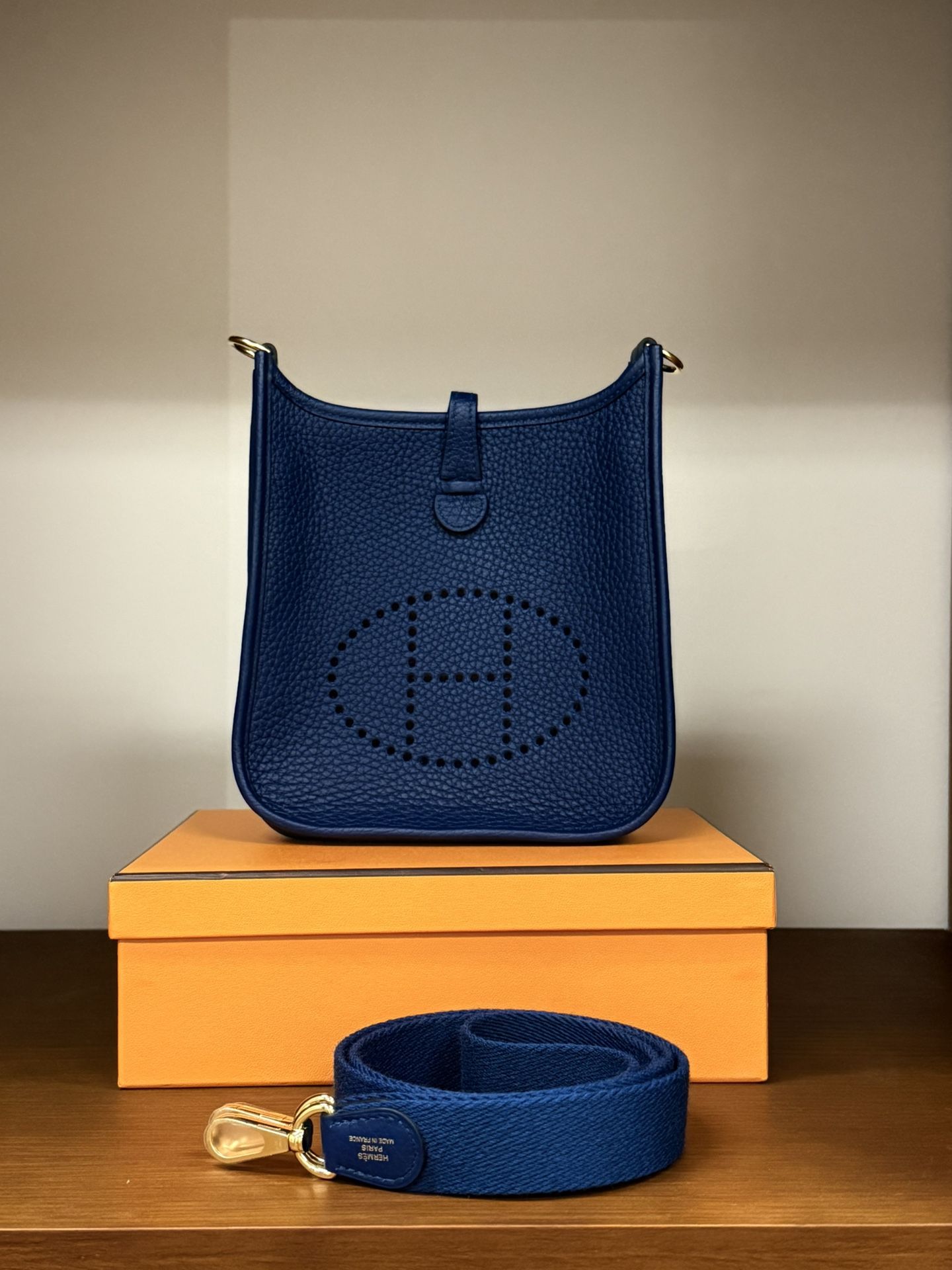 Hermes Mini Evelyne Dark Blue Y Stamp