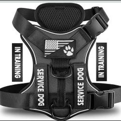 Kubemueg Service Dog Harness, Reflective Dog Vest Harness with 5 PCS Patches, Adjustable Soft Oxford Pet Harness, Inner Layer Mesh, Easy to Control fo