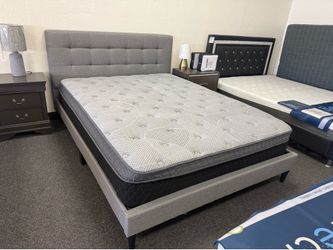 Queen bed frame and pillow top mattress