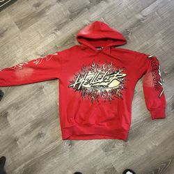 “Hellstar Records Red Flame Graphic Hoodie – Size L Original Bag Streetwear”