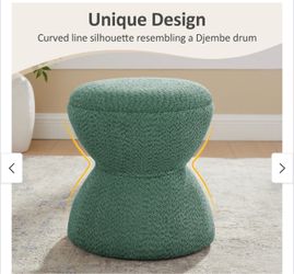 Green Boucle Hourglass Ottoman Stool