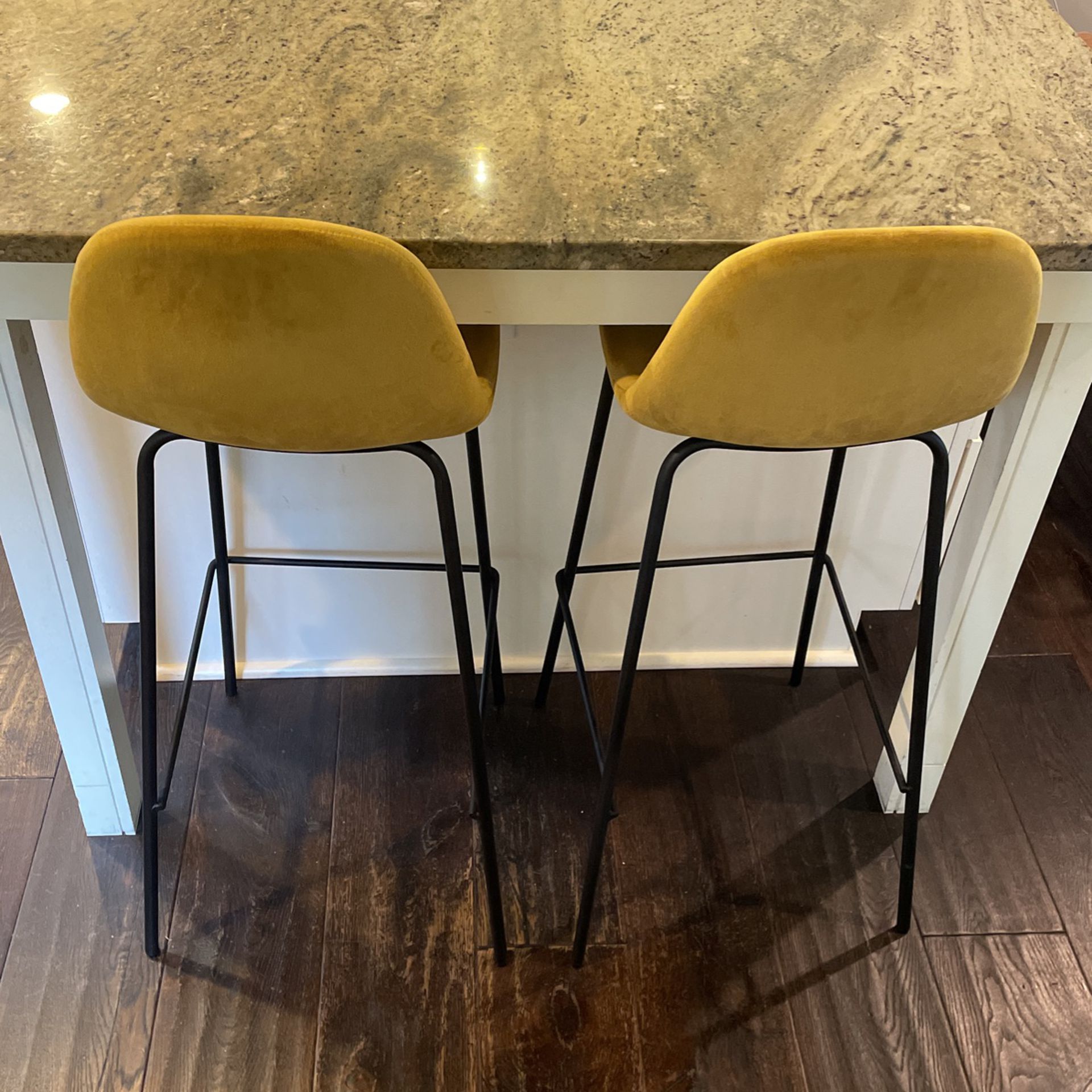 Two Vintage Gold Bar Stools