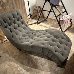Gray Velvet Chaise Lounger